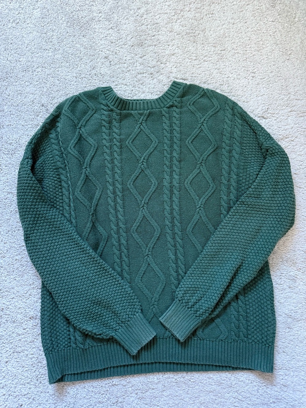 Hollister Women’s Forest Green Cable Crewneck Sweater
